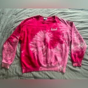 Hazel Boutique Pink Tie Dye Sweatshirt Size XL Cut Collar